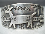 Early Huge Animal Vintage Native American Navajo Sterling Silver Bracelet Cuff Old-Nativo Arts