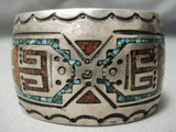 Excellent Vintage Native American Navajo Turquoise Coral Sterling Silver Bracelet Old-Nativo Arts