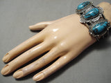 Important Vintage Native American Navajo Emma Lincoln Turquoise Sterling Silver Bracelet-Nativo Arts