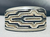 Important Vintage Native American Navajo Dan Jackson Sterling Silver Hand Carved Bracelet-Nativo Arts