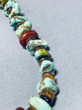 Native American Longer Chunky Navajo Nugget Turquoise Sterling Silver Necklace-Nativo Arts