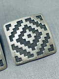 Early Rare Tommy Jackson Vintage Native American Navajo Sterling Silver Earrings-Nativo Arts
