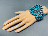 Heavy Thick Vintage Native American Navajo Teardrop Turquoise Sterling Silver Bracelet-Nativo Arts