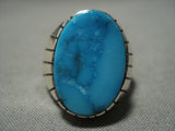 Exquisite Vintage Navajo Turquoise Sterling Silver Native American Ring Old-Nativo Arts