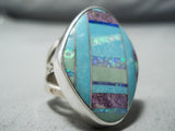 Intense Inlay San Felipe Inlay Turquoise Synth Opal Sterling Silver Ring-Nativo Arts