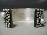 Important Native American Navajo Cross Christian Sterling Silver Pearl Bracelet Cuff-Nativo Arts