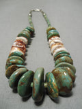 Huge Vintage Native American Navajo Royston Turquoise Sterling Silver Heishi Necklace-Nativo Arts