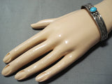 Beautiful Vintage Native American Navajo Sleeping Beauty Turquoise Sterling Silver Bracelet-Nativo Arts