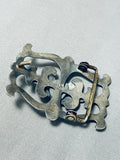 Astounding Vintage Native American Navajo Royston Turquoise Sterling Silver Buckle-Nativo Arts