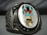 One Of The Heaviest Vintage Native American Navajo Turquoise Kachina Sterling Silver Bracelet-Nativo Arts