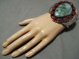 One Of The Best Biggest Vintage Native American Navajo #8 Turquoise Sterling Silver Bracelet Old-Nativo Arts