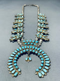 Gold And Silver Vintage Native American Navajo Turquoise Hogan Sterling Squash Blossom Necklace-Nativo Arts