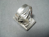 Important Zuni Inlay Coral Eagle Sterling Silver Ring Native American-Nativo Arts