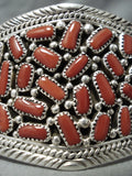Magnificent Navajo Coral Sterling Silver Bracelet Native American-Nativo Arts