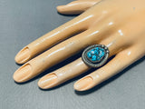 Signed Vintage Native American Navajo Turquoise Sterling Silver Ring Old-Nativo Arts