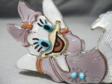 Largest Craziest Daisy Duck Native American Zuni Sterling Silver Shell Turquoise Ring-Nativo Arts