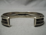 Thick And Very Old!! Vintage Native American Navajo Turquoise Sterling Silver Bracelet Old-Nativo Arts