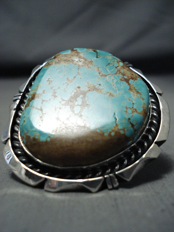 Elly Sam Colossal Native American Navajo #8 Turquoise Mine Sterling Silver Ring-Nativo Arts