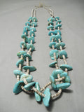 Astounding Vintage Navajo Blue Gem Turquoise Native American Heishi Necklace Old-Nativo Arts