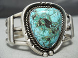 Rare Blue Wind Turquoise Vintage Native American Navajo Sterling Silver Bracelet Old-Nativo Arts