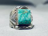 Vivid Turquoise Carico Lake Vintage Native American Navajo Sterling Silver Ring-Nativo Arts