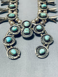Women's Vintage Native American Navajo Royston Turquoise Sterling Silver Squash Blossom Necklace-Nativo Arts