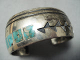 Hvy Intricate Vintage Native American Navajo Royston Turquoise Sterling Silver Bracelet Old-Nativo Arts