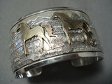 Quality Vintage Native American Navajo Gold Horse Sterling Silver Bracelet Cuff-Nativo Arts