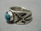 Important Native American Navajo Jeanette Dale Bisbee Turquoise Sterling Silver Ring-Nativo Arts