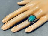 Unique Hallmark Vintage Native American Navajo Turquoise Sterling Silver Leaf Ring-Nativo Arts