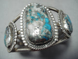 Important Vintage Native American Navajo Old Morenci Turquoise Sterling Silver Bracelet-Nativo Arts