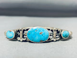 Native American Impressive Vintage Morenci Turquoise Sterling Silver Bracelet-Nativo Arts