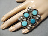 Towering Vintage Native American Navajo Circular Turquoise Sterling Silver Ring Huge-Nativo Arts