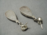 Exquisite Vintage Zuni Native American Teardrop Pearl Sterling Silver Earrings-Nativo Arts