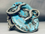 306 Grams Mind Boggling Sterling Silver Lizard Turquoise Native American Bracelet-Nativo Arts