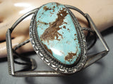 Huge Vintage Native American Navajo #8 Turquoise Sterling Silver Bracelet Old-Nativo Arts