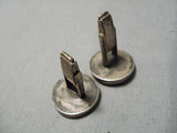 Tremendous Vintage Native American Navajo Turquoise Sterling Silver Men's Cufflinks Old-Nativo Arts