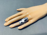 Remarkable Native American Navajo White Buffalo Turquoise Sterling Silver Ring-Nativo Arts