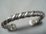 Heavy Coiled Vintage Native American Navajo Orville Tsinnie Sterling Silver Bracelet-Nativo Arts