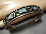 Magnificent Vintage Native American Navajo Morenci Turquoise Sterling Silver Bracelet Old-Nativo Arts