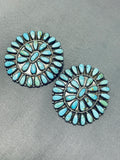 Larry Moses Begay Amazing Vintage Native American Navajo Turquoise Sterling Silver Earrings-Nativo Arts