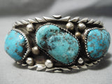 Superlative Vintage Native American Navajo Pilot Mountain Turquoise Sterling Silver Bracelet-Nativo Arts