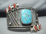Dramatic Navajo Turquoise Sterling Silver Bracelet Native American-Nativo Arts