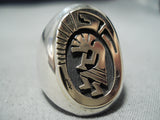 Unique Navajo Native American 14k Gold Kokopelli Sterling Silver Ring-Nativo Arts