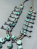 272 Gram Vintage Native American Navajo Turquoise Sterling Silver Squash Blossom Necklace-Nativo Arts