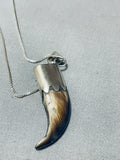 Authentic Vintage Native American Navajo Bear Sterling Silver Necklace-Nativo Arts