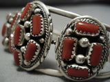 Vintage Native American Navajo Bracelet Coral Sterling Silver-Nativo Arts