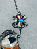 Native American Extreme Intricacy Vintage Zuni Turquoise Butterfly Sterling Silver Necklace-Nativo Arts