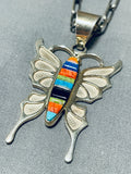 Extremely Detailed Vintage Southwestern Turquoise Inlay Sterling Silver Necklace-Nativo Arts