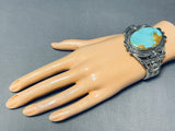 Rare Easter Blue Turquoise Vintage Native American Navajo Sterling Silver Bracelet-Nativo Arts